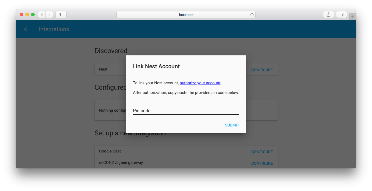 Screenshot of a browser showing a dialog to link a Nest account to KS Assistant.