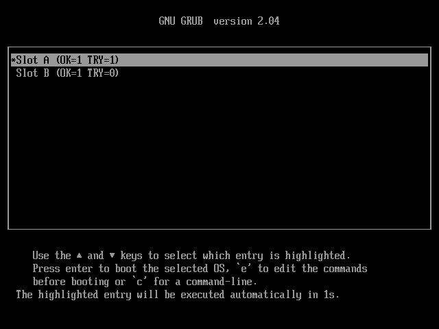 Screenshot showing GRUB2 menu of KS Assistant OS