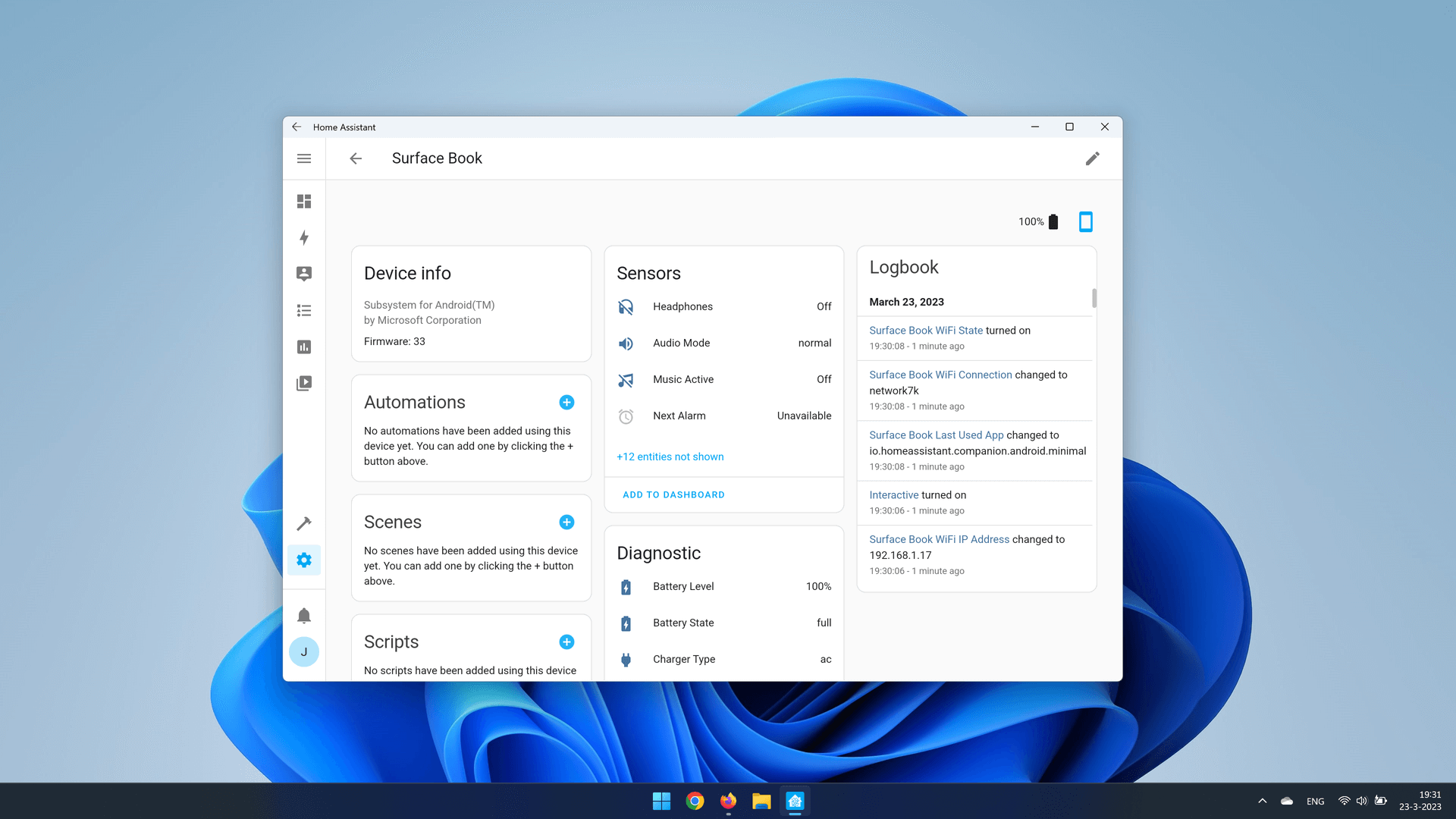 Screenshot of the KS Assistant Android app on a Windows 11 device