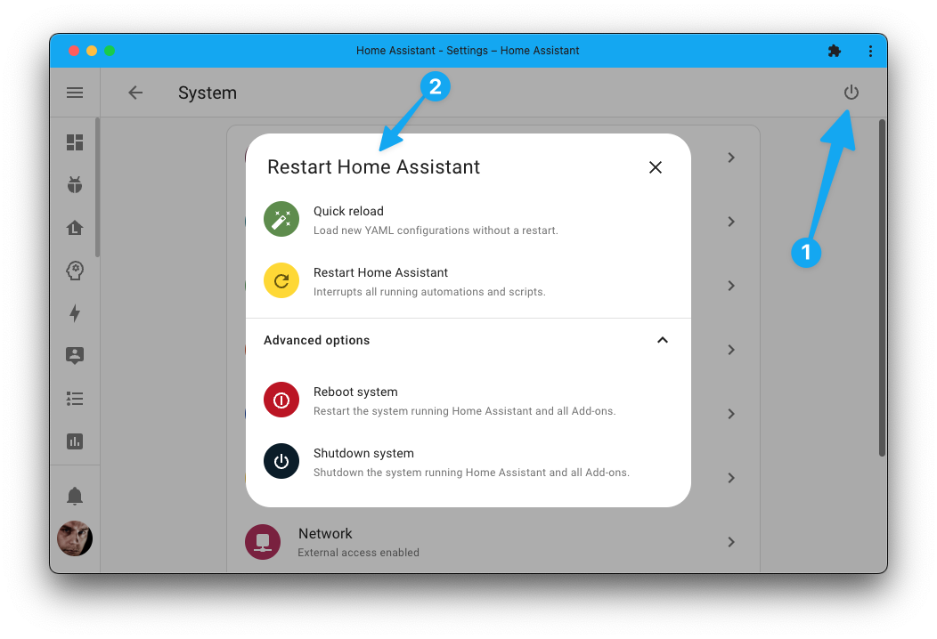 Screenshot showing the new restart dialog of KS Assistant that provides a guidance on what action to take.