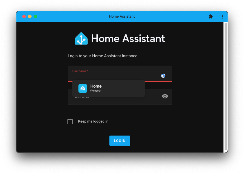 Screenshot from the KS Assistant login screen, that show the use of 1Password