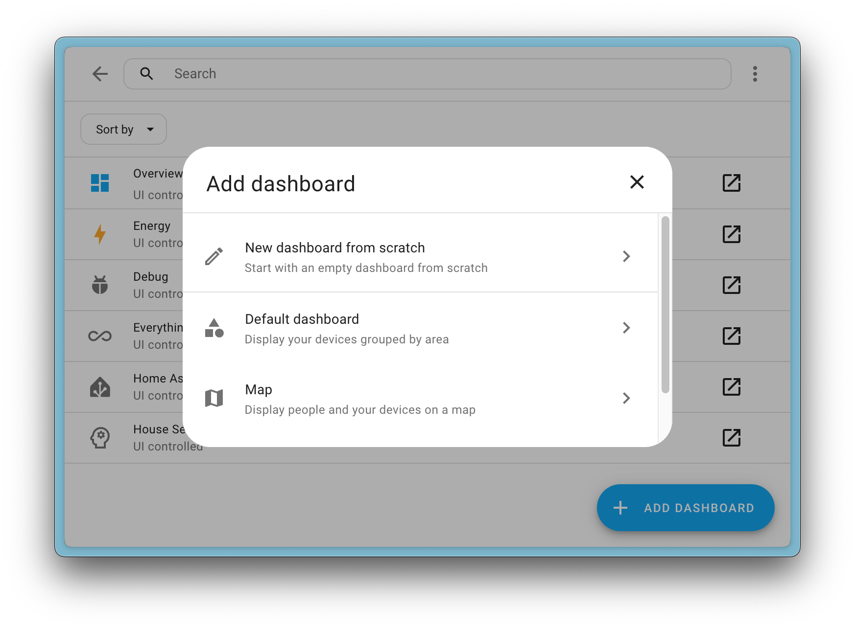Screenshots showing the new map dashboard you can add when you add a new dashboard to your KS Assistant.