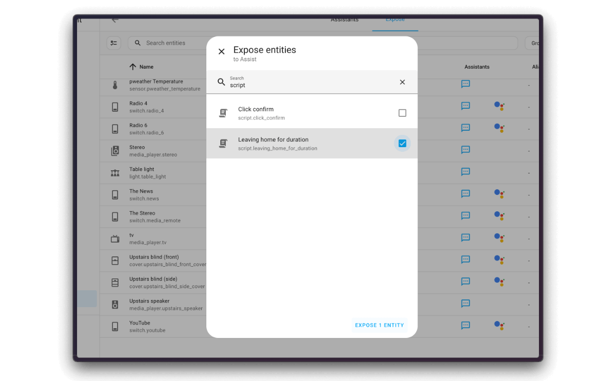 Exposing voice scripts to Assist in KS Assistant Voice settings