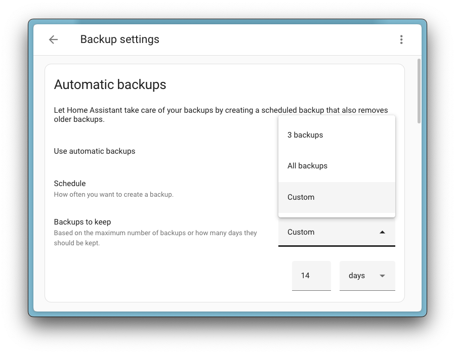 You can now configure a retention policy for your backups, allowing KS Assistant to clean it up automatically
